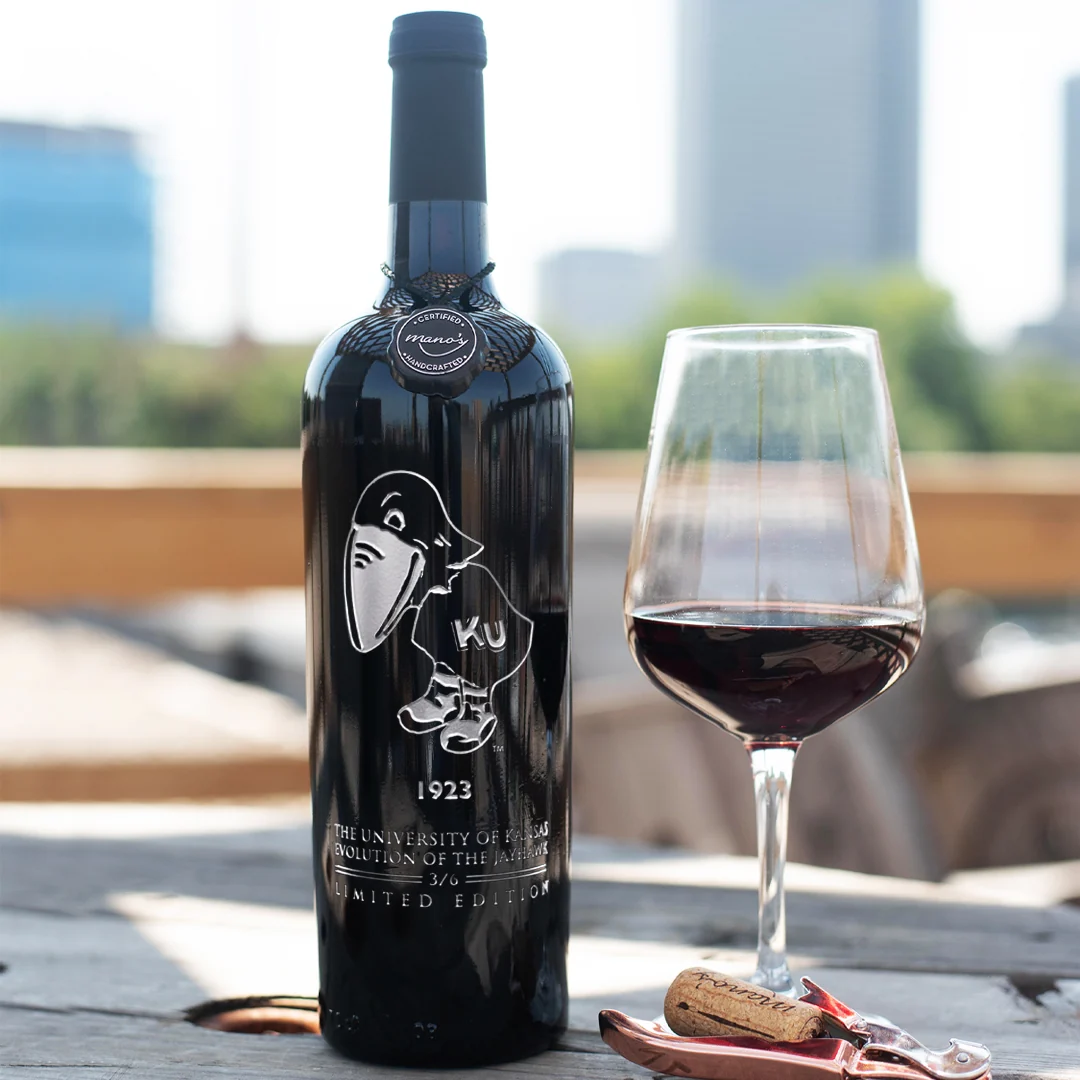 University of Kansas Evolution 1923 Etched Wine - Image 3