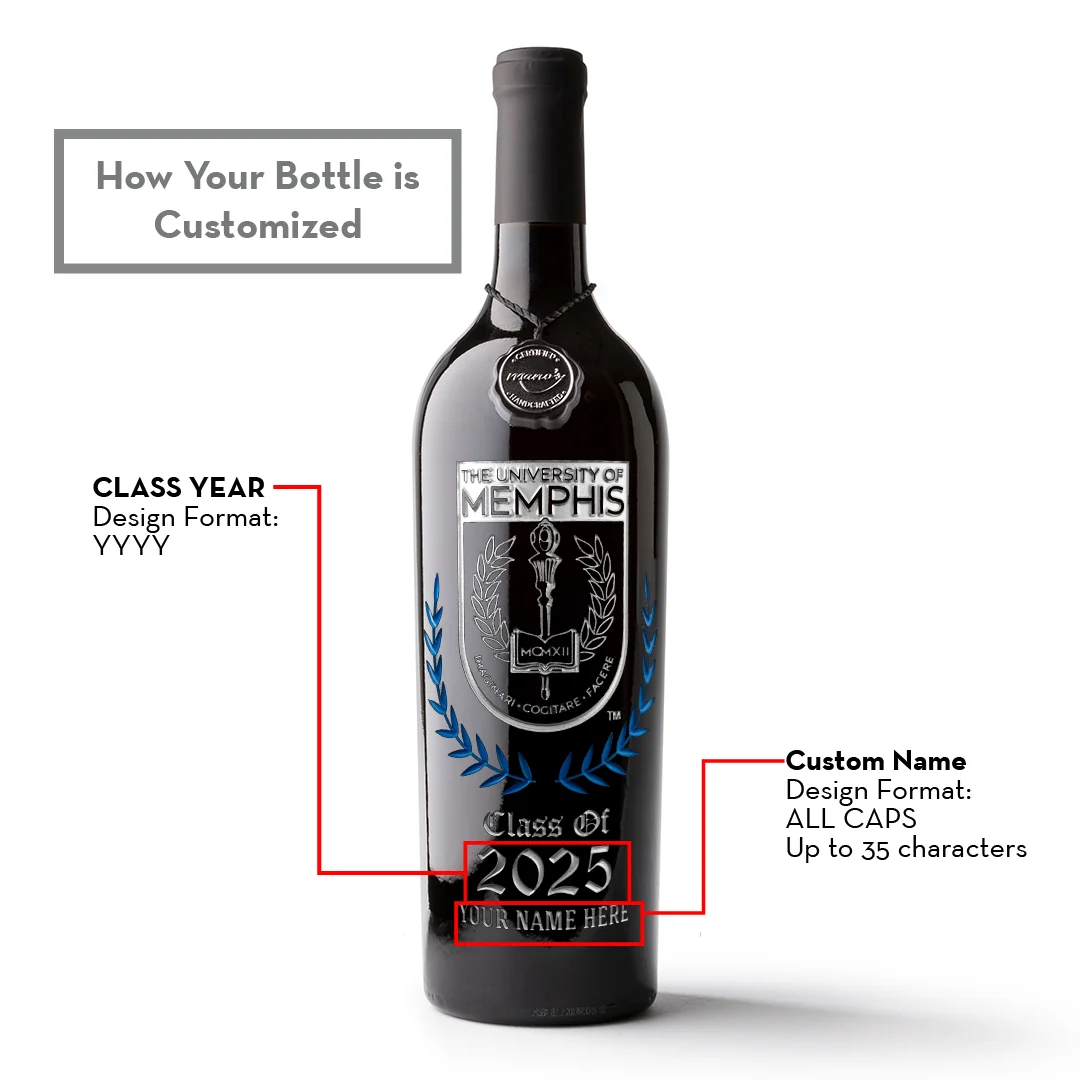 University of Memphis Custom Alumni Etched Wine - Image 4