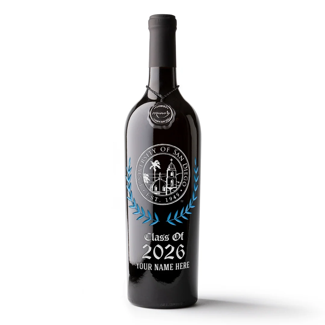 University of San Diego Custom Alumni Etched Wine