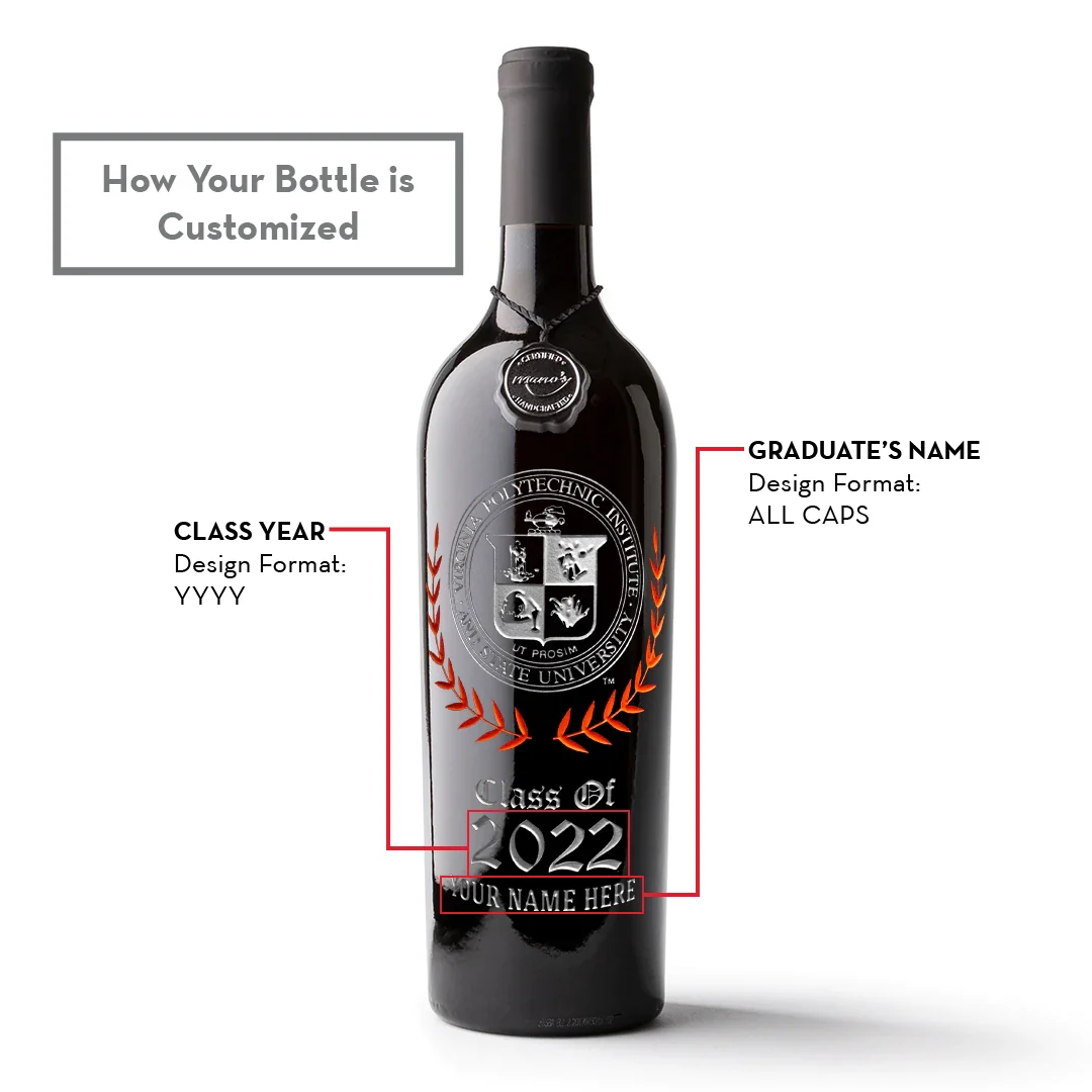 Virginia Tech Custom Alumni Etched Wine - Image 2