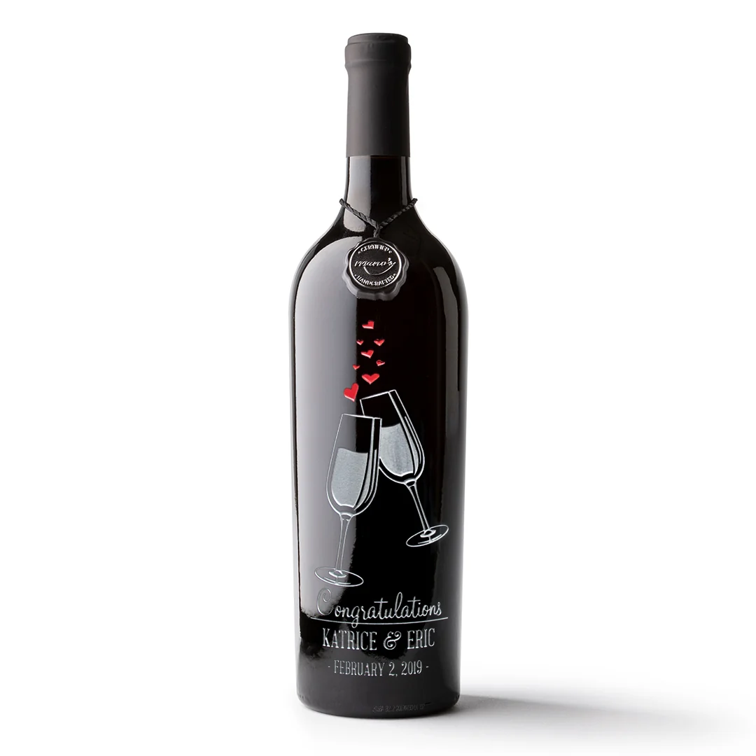 Wedding Cheers Custom Etched Wine Bottle - Image 3