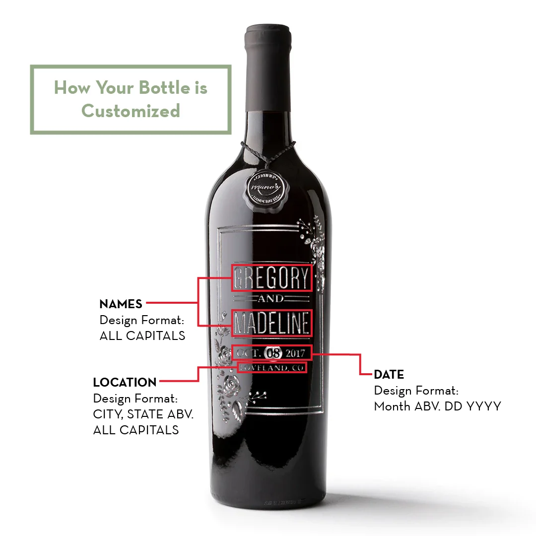 Wedding Flowers Custom Etched Wine Bottle - Image 3