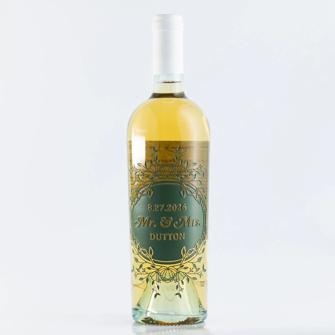 Wedding Foliage Frame Chardonnay Custom Etched Wine - Image 5